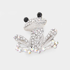 Rhinestone Pave Frog Pin Brooch