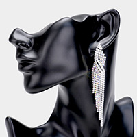 Rhinestone Fringe Dangle Evening Earrings