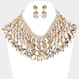 Crystal Glass Bib Statement Necklace