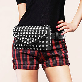 Studded Faux Leather Fanny Pack / Belt / Clutch Bag