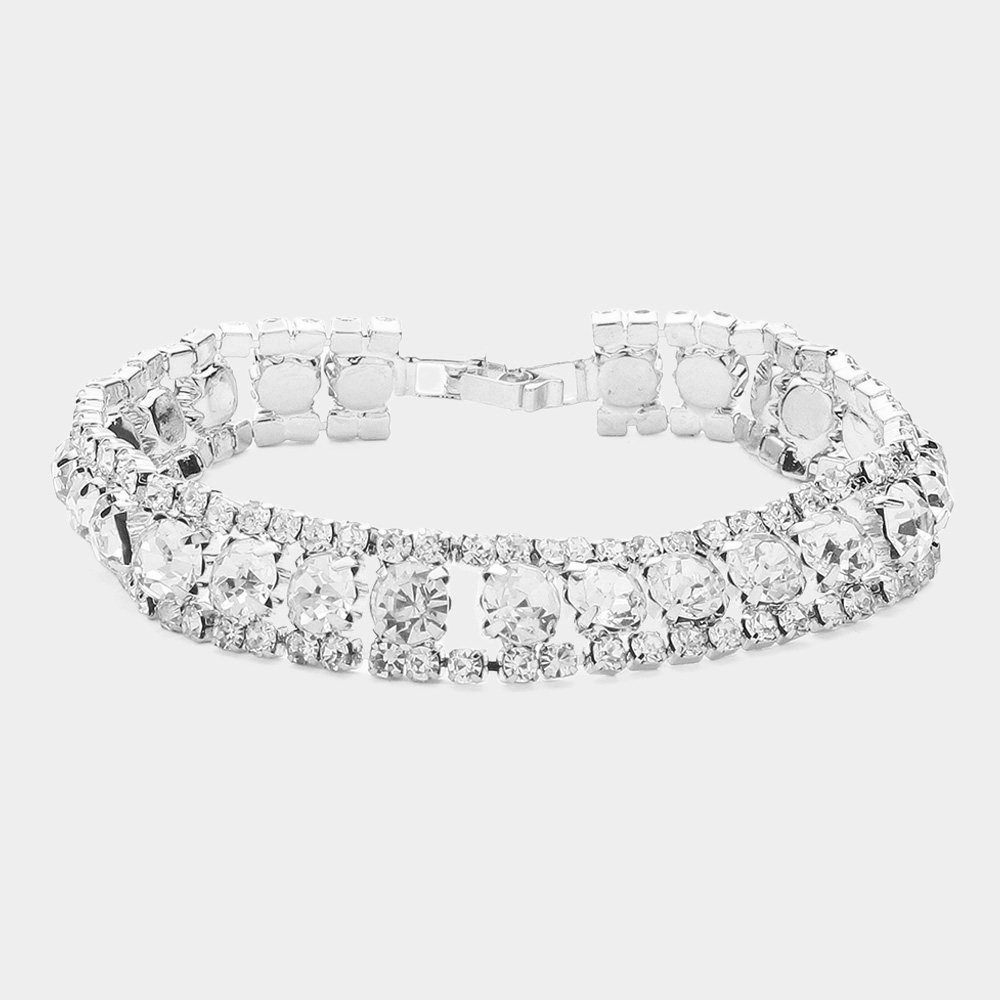 Round Crystal Rhinestone Evening Bracelet