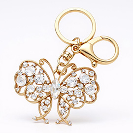 Marquise Round Crystal Butterfly Keychain / Bag Charm
