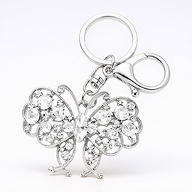 Marquise Round Crystal Butterfly Keychain / Bag Charm