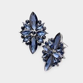 Marquise Crystal Floral Evening Earrings