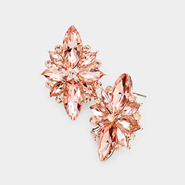 Marquise Crystal Floral Evening Earrings