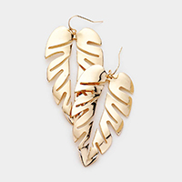 Tropical Leaf Cut Out Metal Earrings 

