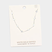 White Gold Dipped Metal Rhombus Necklace 