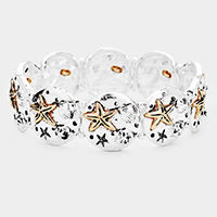 
Starfish Shell Sea Life Stretch Metal Bracelet 