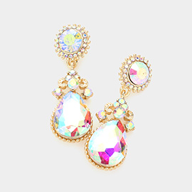 Glass Crystal Teardrop Dangle Evening Earrings