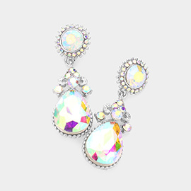 Glass Crystal Teardrop Dangle Evening Earrings