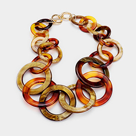 Open Circle Celluloid Acetate Link Necklace