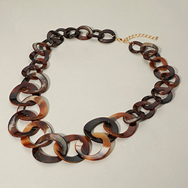 Bold Celluloid Acetate Link Long Necklace
