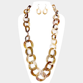 Bold Celluloid Acetate Link Long Necklace