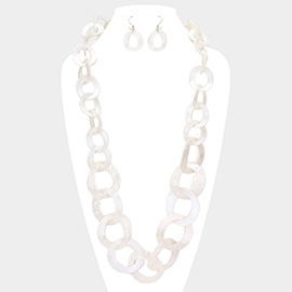 Bold Celluloid Acetate Link Long Necklace