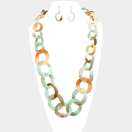 Bold Celluloid Acetate Link Long Necklace