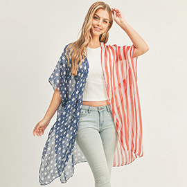 Half and Half American Flag Kimono Poncho