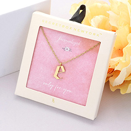 Secret Box -E- Monogram Metal Pendant Necklace