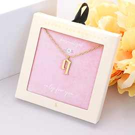 Secret Box -Q- Monogram Metal Pendant Necklace