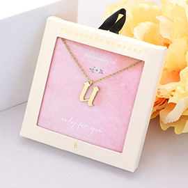 Secret Box -U- Monogram Metal Pendant Necklace