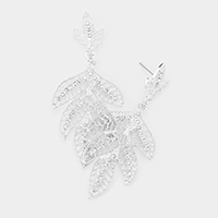 Rhinestone Metal Leaf Earrings