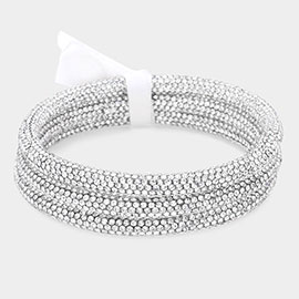 3PCS - Rhinestone Pave Bangle Layered Bracelets