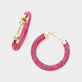 Rhinestone Pave Hoop Earrings