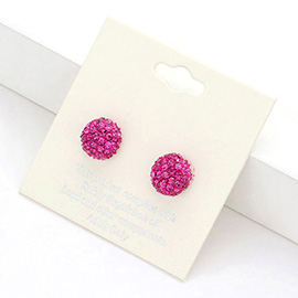 Crystal Paved Round Dome Stud Earrings