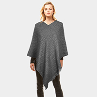 Solid Plaid Poncho