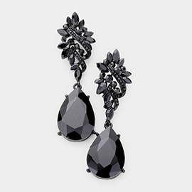 Marquise Stone Cluster Teardrop Dangle Evening Earrings