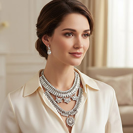 Antique Stone Embellished Statement Necklace