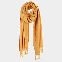 Solid Tassel Oblong Scarf