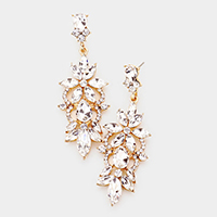 Marquise Stone Flower Accented Evening Earrings