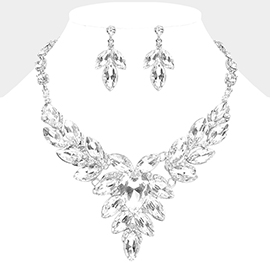 Teardrop Center Marquise Stone Cluster Evening Necklace