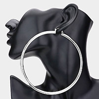 14K White Gold Filled Oversized Metal Hoop Pin Catch Earrings