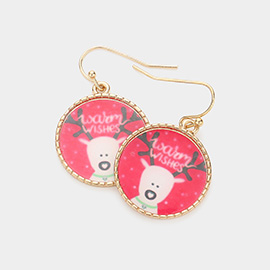 Rudolph Metal Trim Round Dangle Earrings