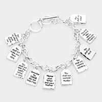 The Ten Commandments Metal Message Charm Toggle Bracelet