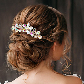 Teardrop Stone Flower Leaf Hair Comb