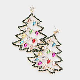 Colorful Stone Christmas Tree Earrings