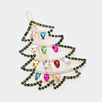 Colorful Teardrop Stone Christmas Tree Barrette