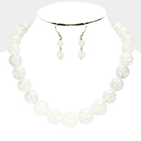 Cracked Lucite Bead Ball Necklace