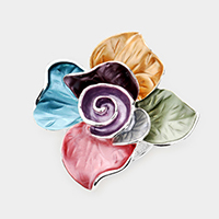 Colored Metal Flower Magnetic Brooch