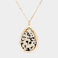 Semi Precious Teardrop Stone Pendant Necklace