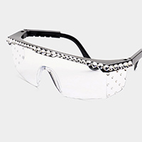 Stone Embellished Visor Sunglasses