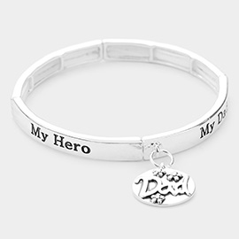 Dad Message Metal Round Charm Stretch Bracelet