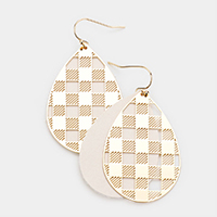 Slash Pattern Detail Faux Leather Teardrop Earrings