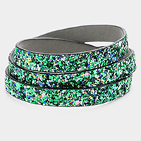 Glitter Faux Leather Wrap Bracelet