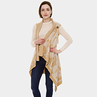 Patterned Super Soft Flounce Shawl Vest