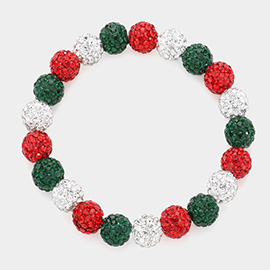 Colorful Shamballa Ball Stretch Bracelet