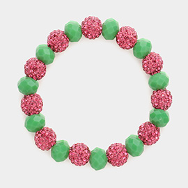 Shamballa Ball Faceted Bead Stretch Bracelet