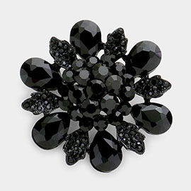 Floral Glass Stone Pin Brooch